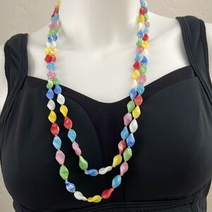 Multicolor Glass Double Chain Necklace